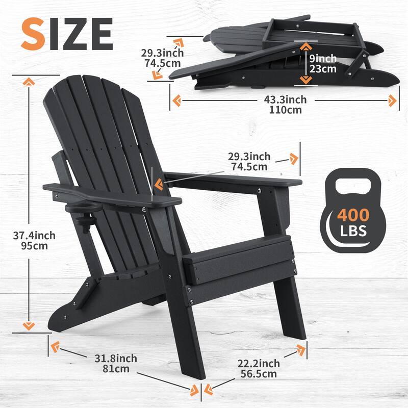 Vrakae Folding Adirondack Chair with Cup Holder Set of 2