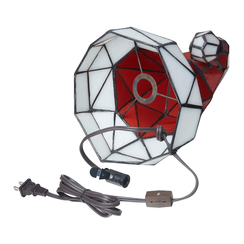 Santa Hat River of Goods Red and White Stained Glass Novelty Lamp - 8" x 8" x 7.75"