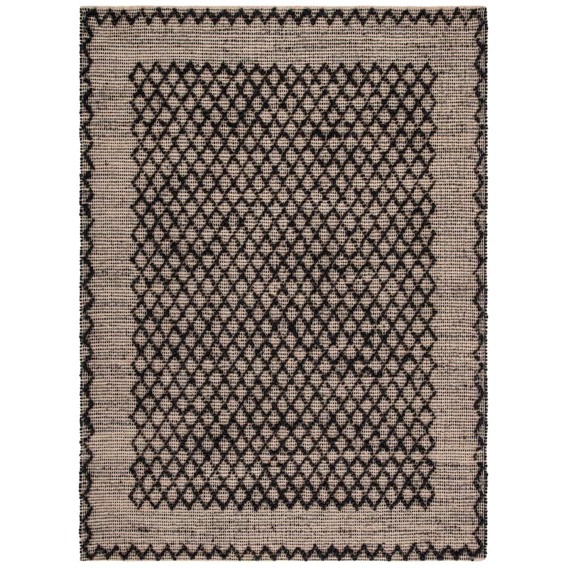 SAFAVIEH Flatweave Natural Fiber Anastazia Geometric Jute Rug - 6' Square - Black/Natural
