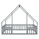 preview thumbnail 33 of 34, Full Size Pine Wood House-Shaped Floor Bed with Fence, Guardrails and Roof for Bedroom