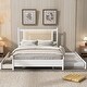 preview thumbnail 2 of 23, Queen Size Wooden Rattan Platform Bed, with 2 Big Drawers, T Size Trundle