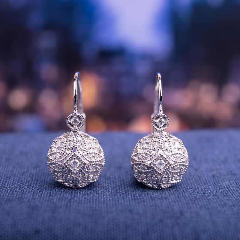 Miadora 14k White Gold 1/6ct TDW Diamond Earrings - 19.7 mm x 9.6 mm x 14 mm - 19.7 mm x 9.6 mm x 14 mm