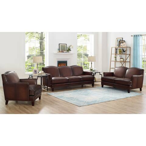 Hydeline Oxford Top Grain Leather Sofa Set, Sofa, Loveseat and Chair