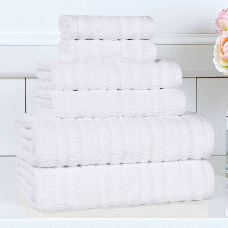 Superior Mika Smart Twist Viscose Cotton Blend 6 Piece Towel Set - White
