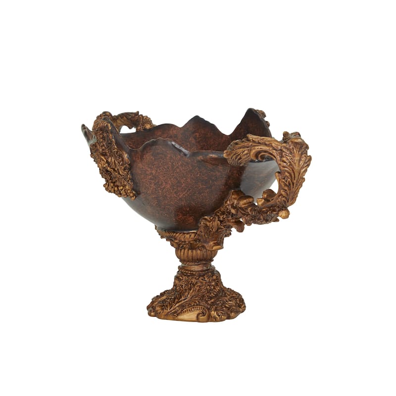 Polystone Floral Ornate Decorative Bowl - Dark Brown - Roche River Decor