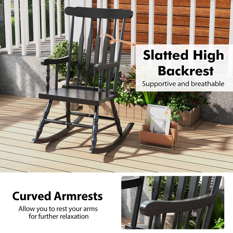 Costway Set of 2 Wood Rocking Chair Glossy Finish - See Details
