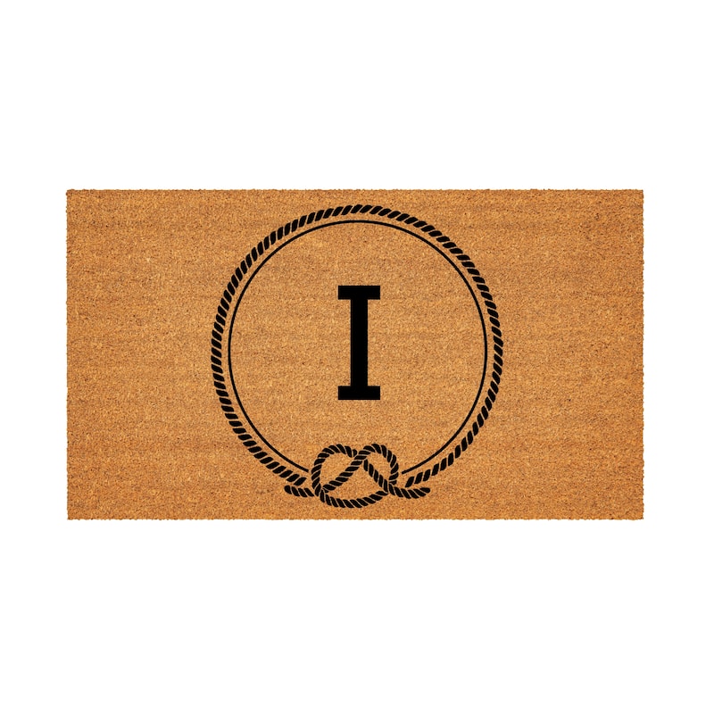 Coastal Coir Mat Nautical Monogram 28"x16" - Letter I