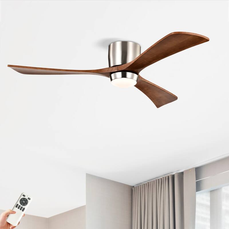 Ceiling Fan with Lights ,3 Wood Blade, 6 Speed Levels Remote Control - Nickel