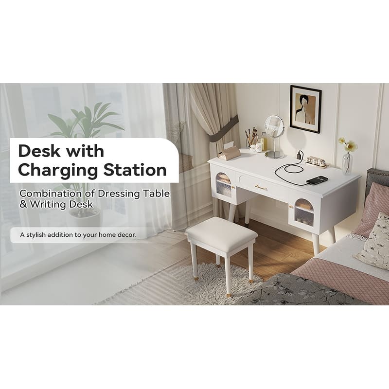 Elegant Vanity Makeup Table & Chair Set, Modern Dressing Table