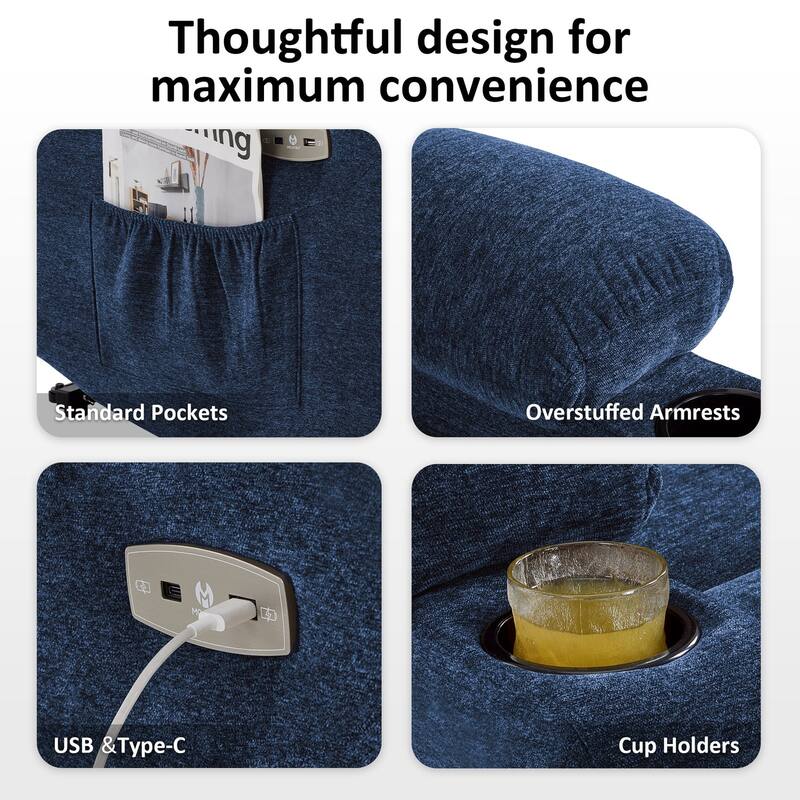 MCombo Wide Power Lift Recliner Chair with Extended Footrest for Big Elderly People, Fabric R7289