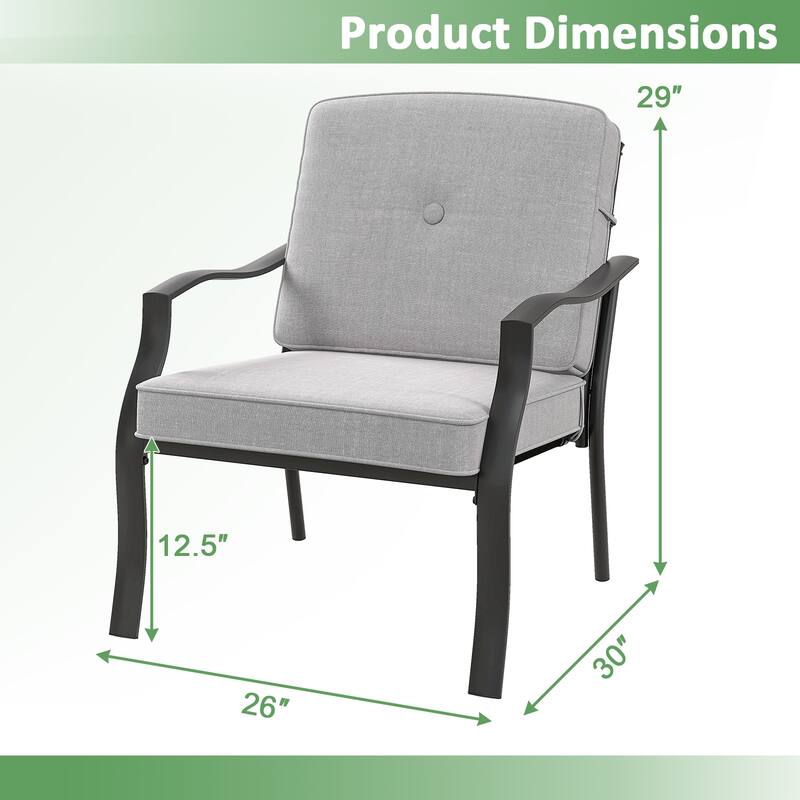 Gymax 2PCS Metal Chairs Outdoor Dining Seat Heavy Duty w/ Cushions