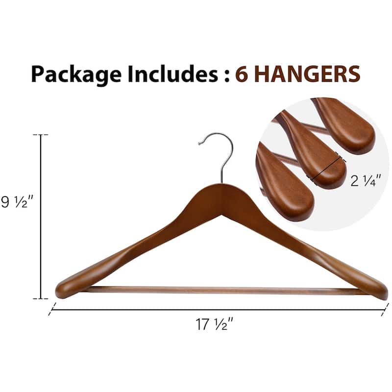 Heavy-Duty Wooden Hangers, Extra Wide Shoulder Wood Coat Hanger