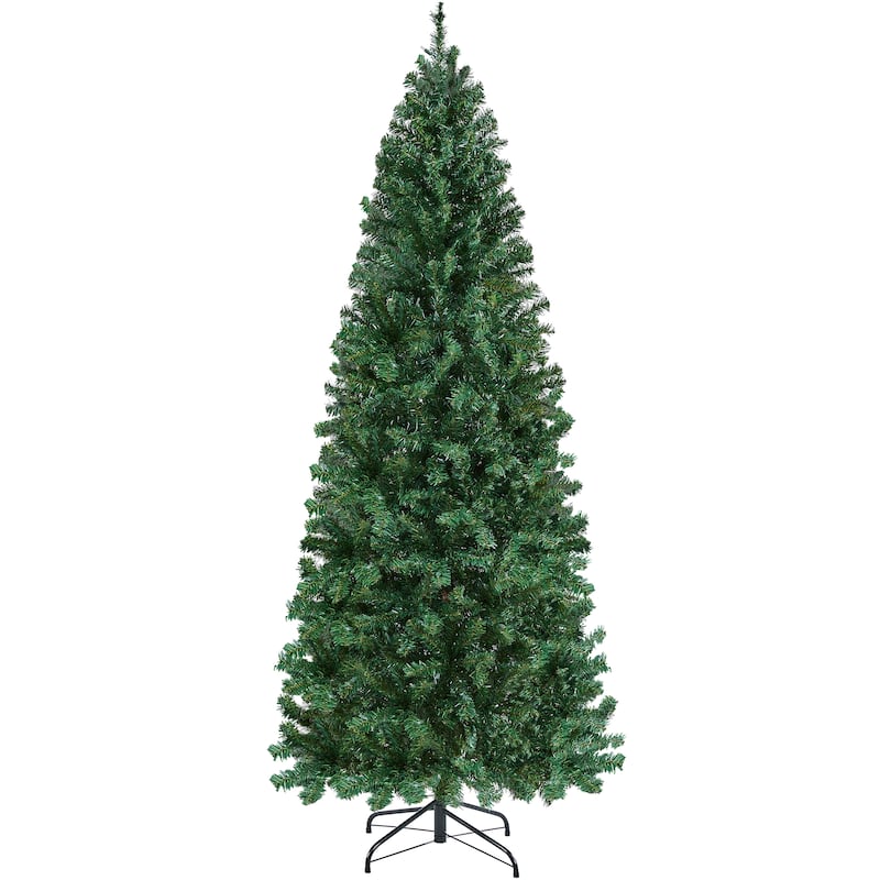 Yaheetech Pre-lit Artificial Christmas Tree Slim Tree Hinged Spruce