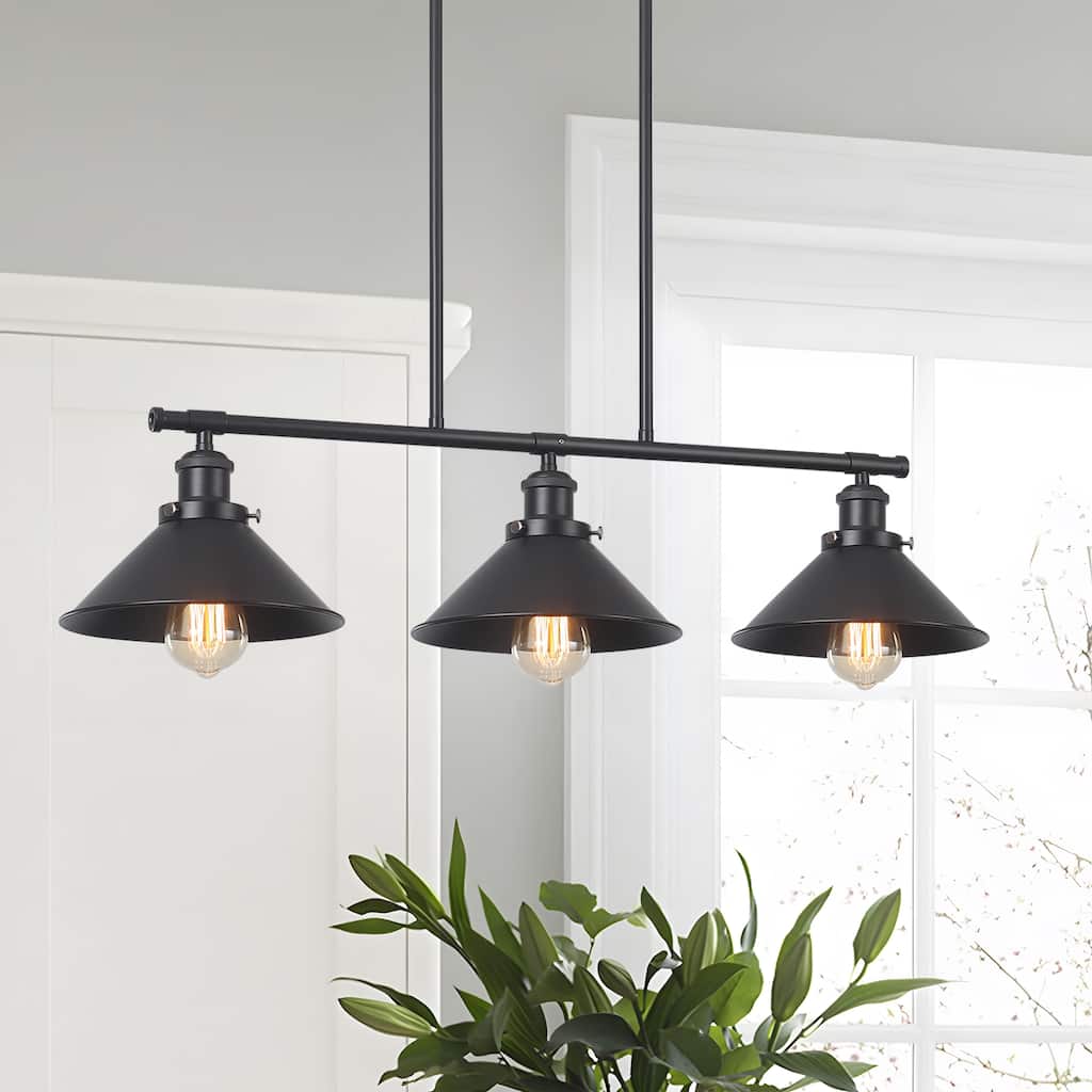 Starsky 3-Ligh Mid-Century Modern Cone Linear Kitchen Island Chandelier