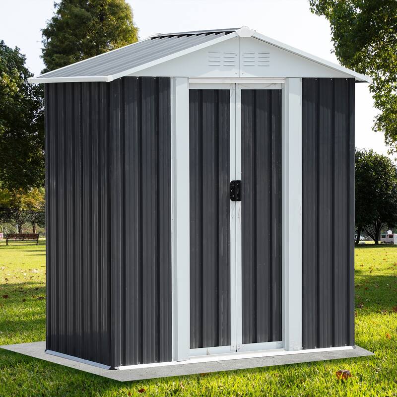 5x3 ft Grey Sliding Door Garden Shed - Grey