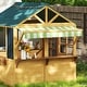 preview thumbnail 8 of 6, Qaba Foldable Outdoor Playhouse, Wooden Kids Cottage with Windows, Working Door, Snack Bars, for Kids 3-8 Years