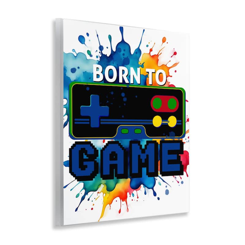 Stupell Born to Game Splash Wall Plaque Art Design By Kim Allen