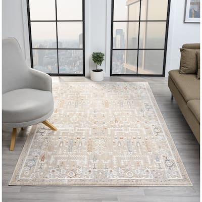 Babylon Abstract Gray and Beige Area Rug