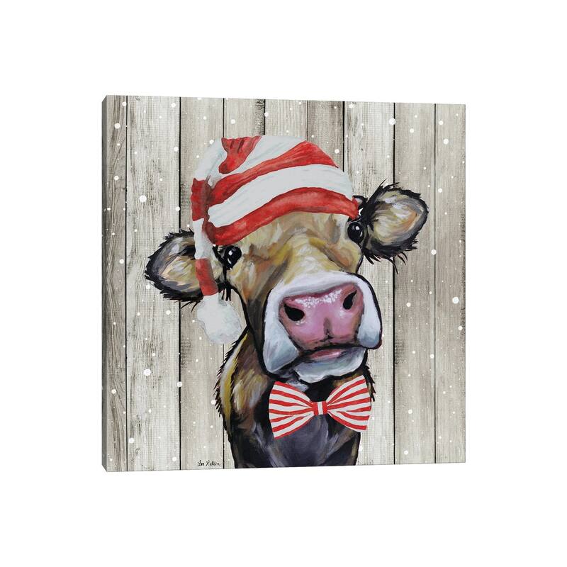 iCanvas "Farmhouse Christmas Cow 'Hazel', Farm Animal Christmas" by Hippie Hound Studios Canvas Print