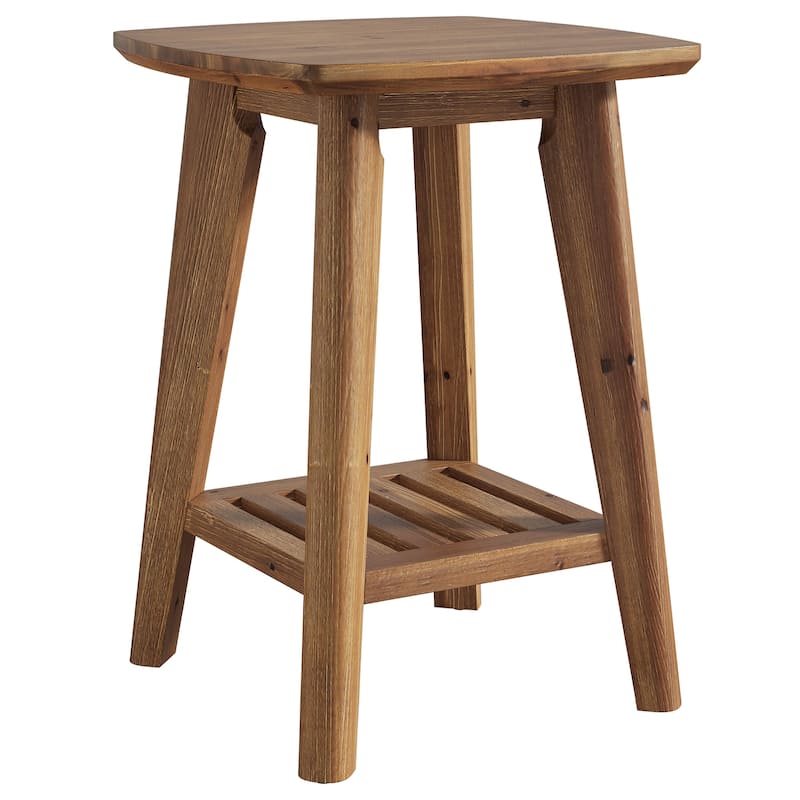 Solid Wood Square End Table with Storage Shelf, 19.68" Wood Side Table for Living Room, Sofa Side