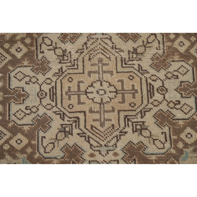 Geometric Tabriz Distressed Persian Rug Hand-knotted Wool Carpet - 6'7" x 9'0"