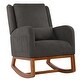 preview thumbnail 13 of 28, Nursery Rocking Chair High Back Armchair with Side Pocket Rubber Wood Legs and Pillow Flannel Chair for Living Room/Bedroom