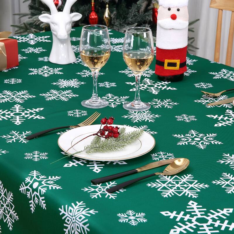 Christmas Rectangular Tablecloth Xmas Table Covers for Kitchen Dining Room Table Decor, Green