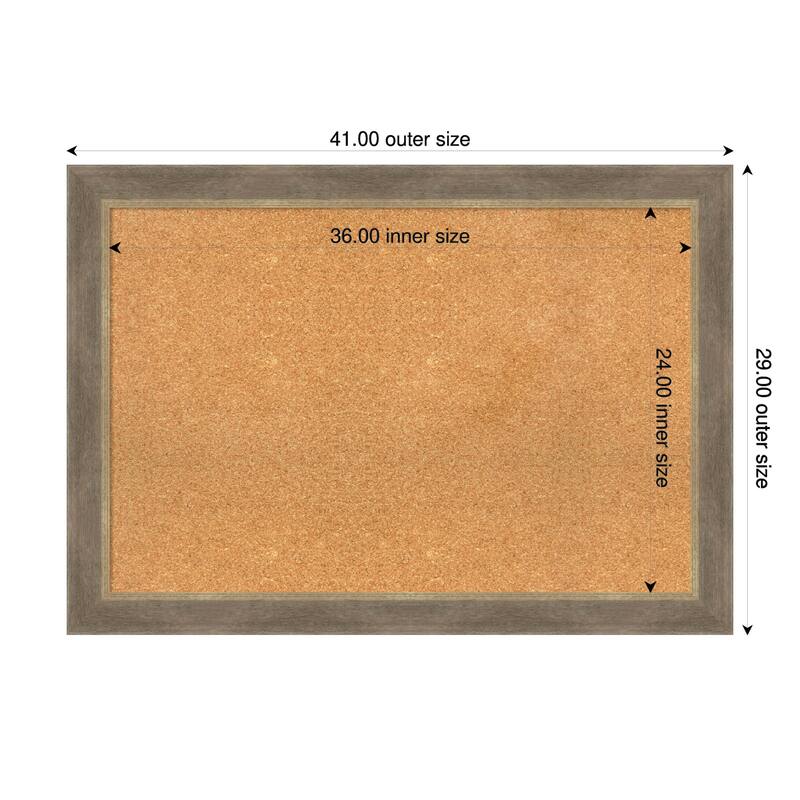 Driftwood Tan Wood Framed Cork Board - Bulletin Board, Organization Board, Pin Board - Natural - 41 x 29 in