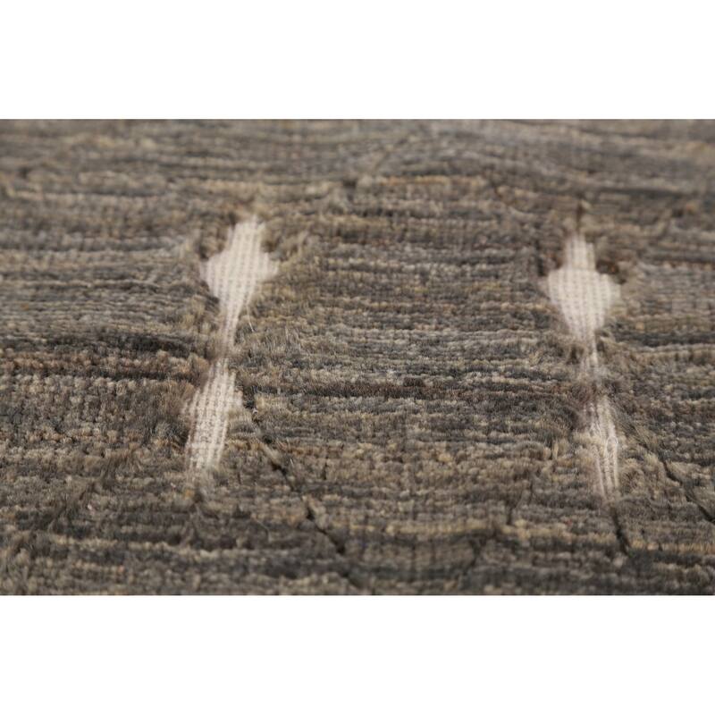 Trellis Gray Gabbeh Oriental Rug Hand-Knotted Wool Carpet - 3'9"x 5'10"