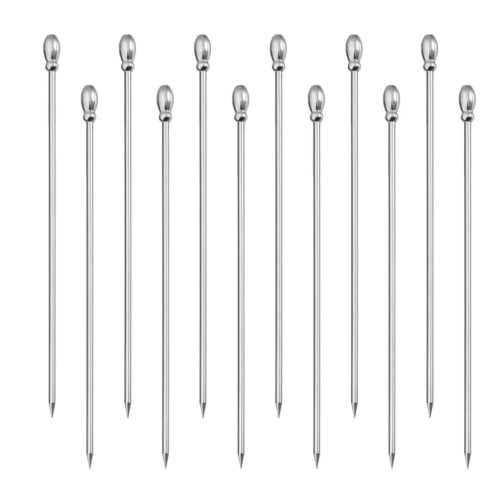 Metal Cocktail Toothpick Drink Picks Cocktail Skewers 12Pcs - Silver