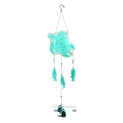 CoTa Global Aqua Sea Turtle Hanging Sea Glass Wind Chime - 32.68 Inch