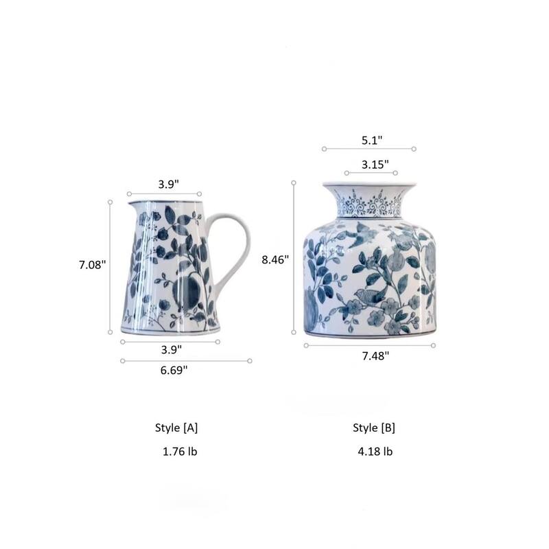 Pomegranate Hand-Painted Blue and White Porcelain Vase - [B]-Style[B]