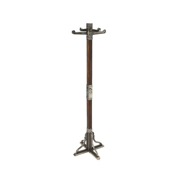 Transitional Industrial Chic Iron and Wood Coat Rack - Multicolor - N/A