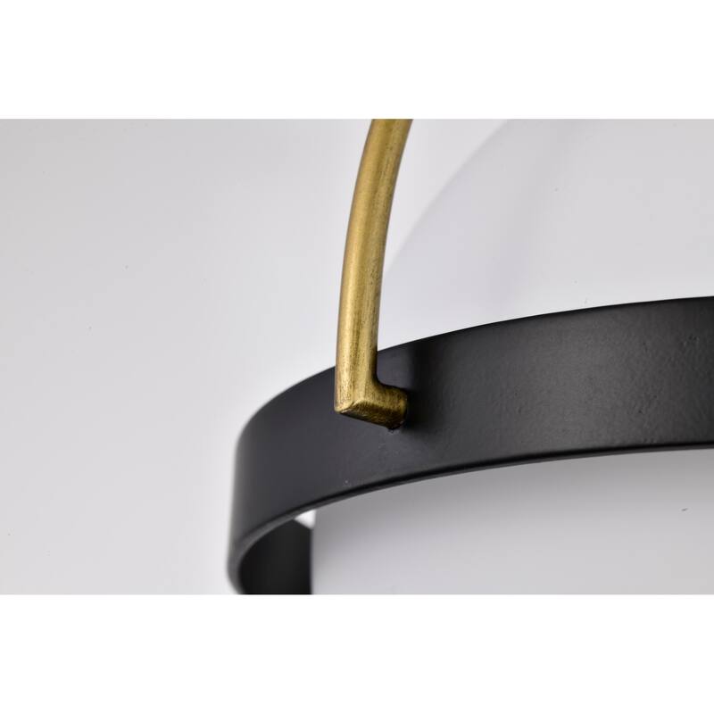 Lakeshore 1 Light Small Flush - Matte Black & Natural Brass Finish - White Opal Glass