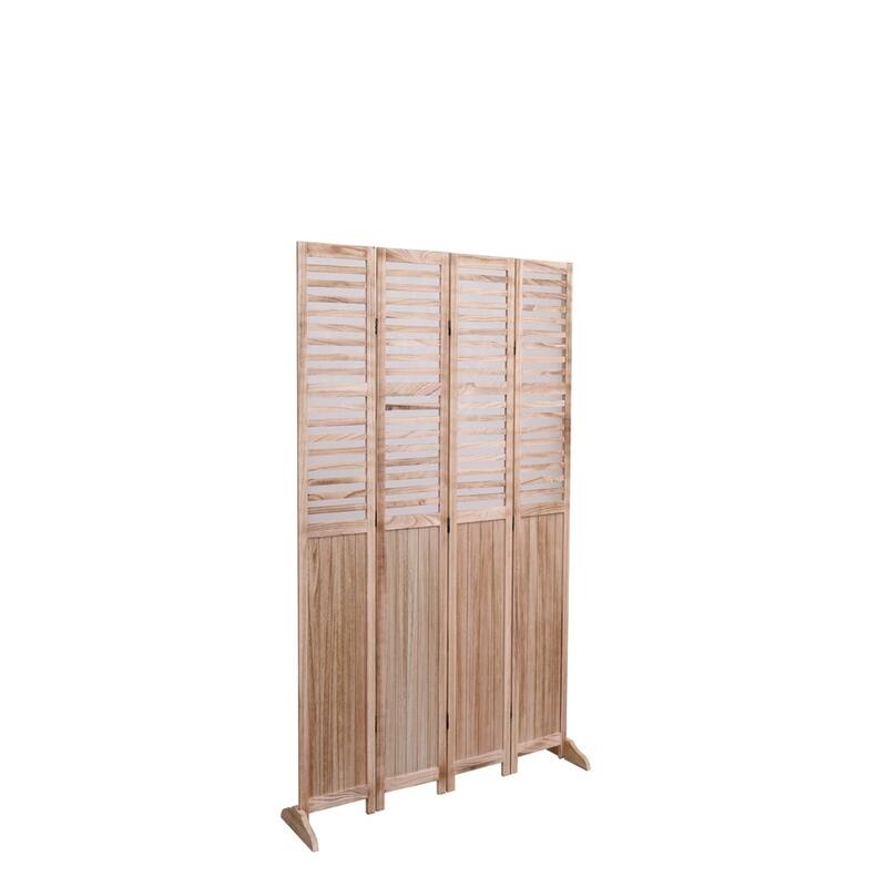 4/6 - Panel Solid Wood Folding Room Divider, Natural