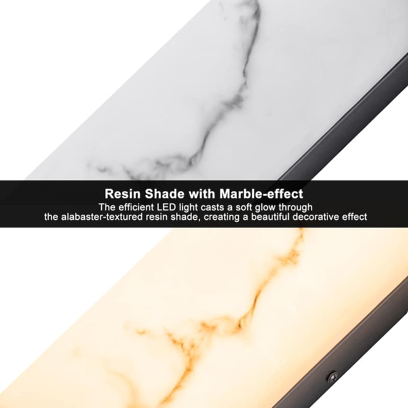 Black LED Wall Sconce Semi-Cylinder White Faux Alabaster Resin Shade