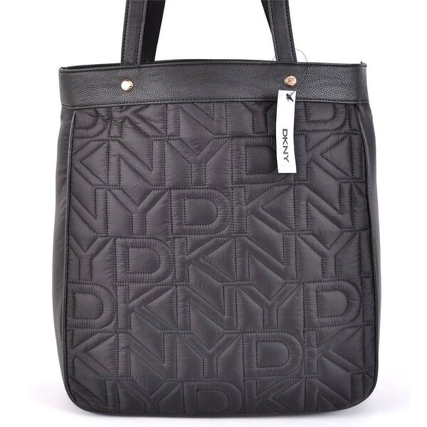 Dkny Donna Karan Black Quilted Nylon Logo Purse Bag Tote Dkny Donna Karan Black Quilted Nylon Logo Purse Bag Tote Per