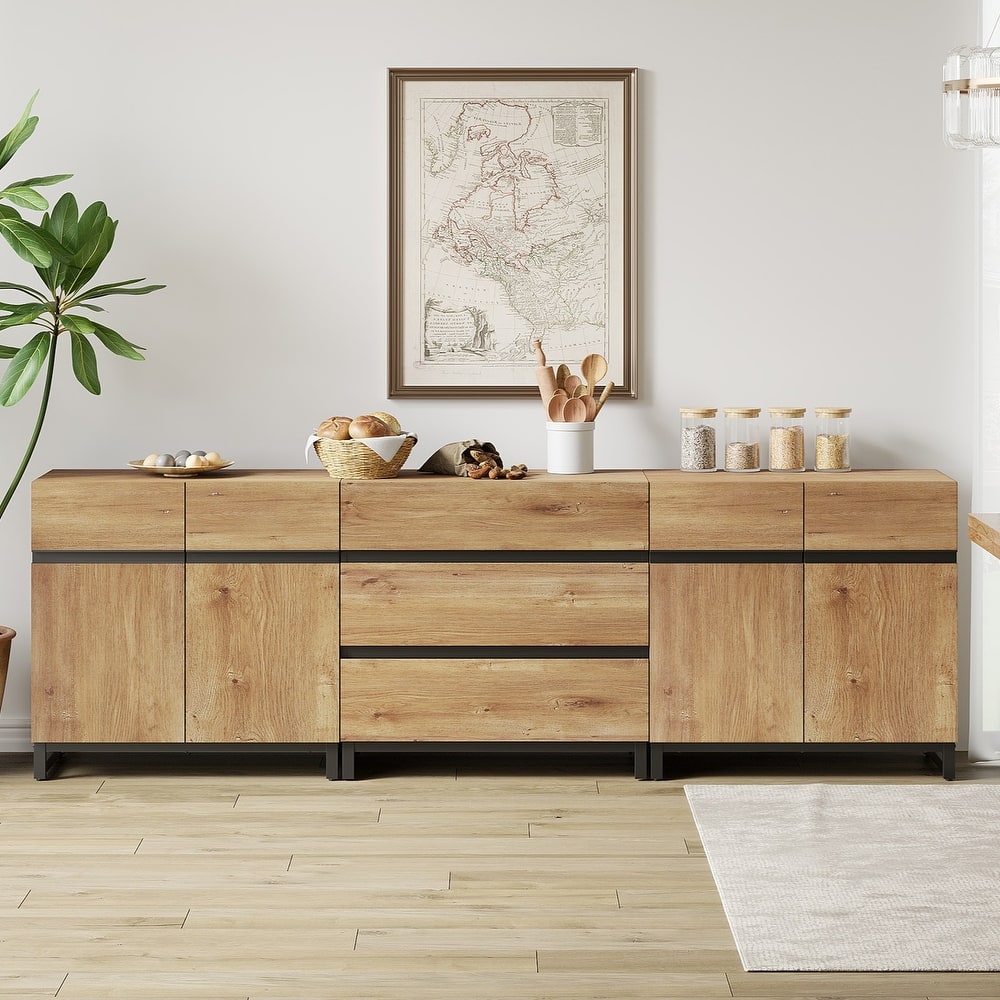 WAMPAT Storage Cabinet, 3 in 1 Modern Sideboard