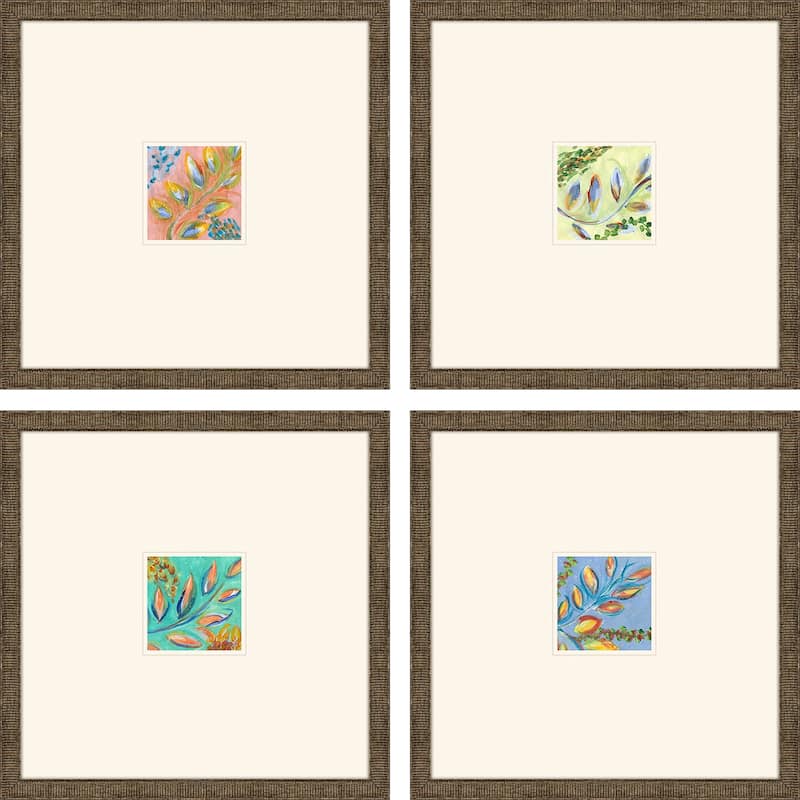 Botanica II S/4 Framed Art Exclusive Giclee Under Glass - Blue - 16 X 16 X 1