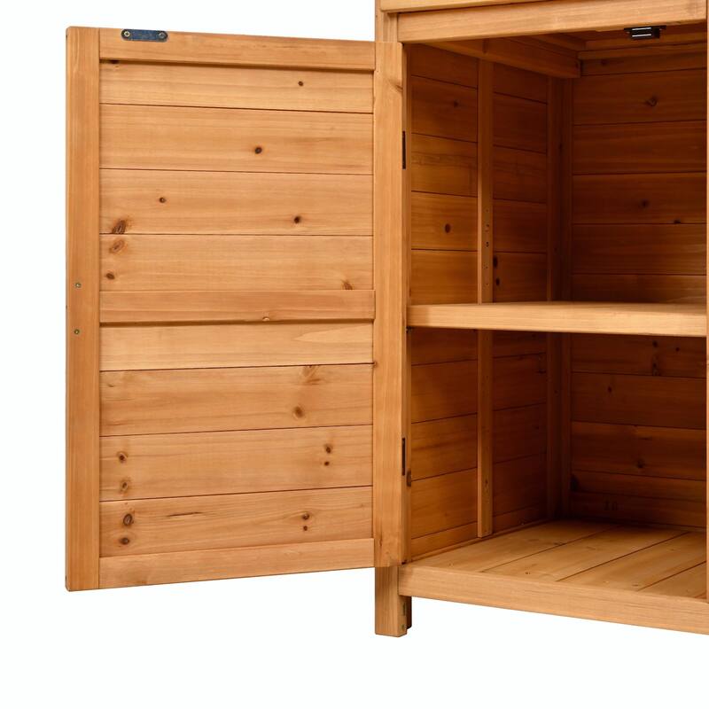 65.7'' Tall Garden Potting Bench - Patio Workstation with Hutch, 3 Shelves, 6 Drawers, 2 Cabinets & Side Hooks