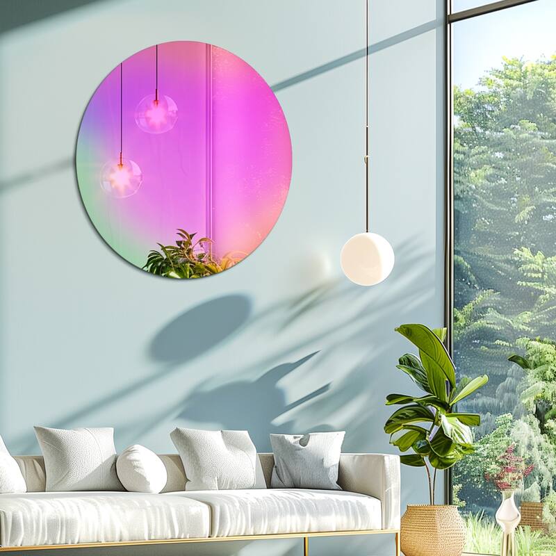 Aesthetic Thicken Rainbow Wall Mirror w/Iridescent Effect for Home Decor - 25.98x25.98 inch