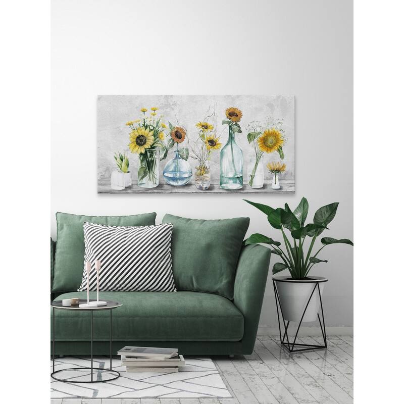 'Adorable Sunflowers' Painting Print on Wrapped Canvas
