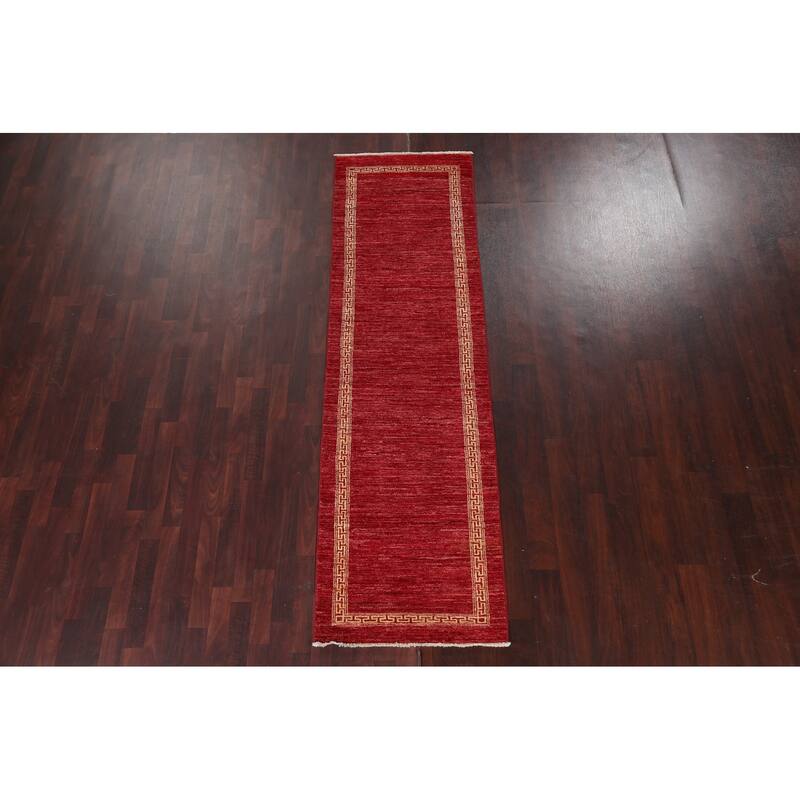 Bordered Gabbeh Kashkoli Oriental Runner Rug Hand-knotted Wool Carpet - 2'7" x 8'10"
