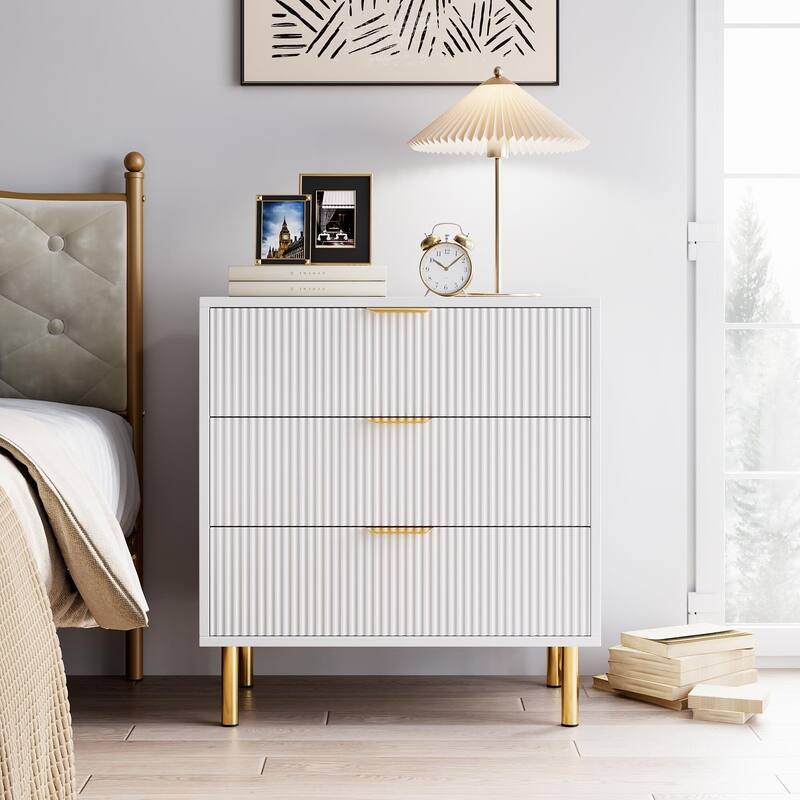 Black Dresser, Modern 3 Drawer Dresser for Bedroom with Gold Handle and Large Drawer