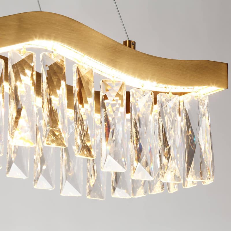 Modern 1-Light LED Crystal Chandelier Island Lights for Dining Room - W 33.5" x H 9" x D 7.9"