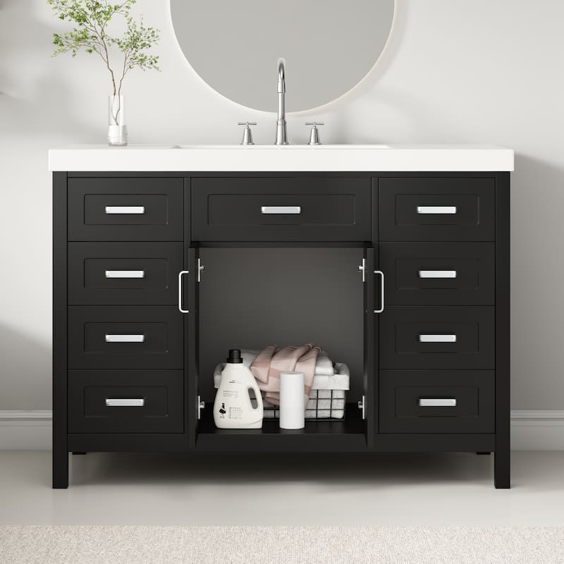 48" Bathroom Vanity with Sink, 2 Doors and 8 Drawers, Soft Close System, Classic Design