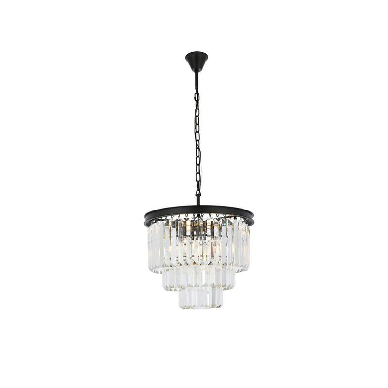 Royce Edge 9-Light Matte Black Chandelier - matte black (royal cut clear crystals)