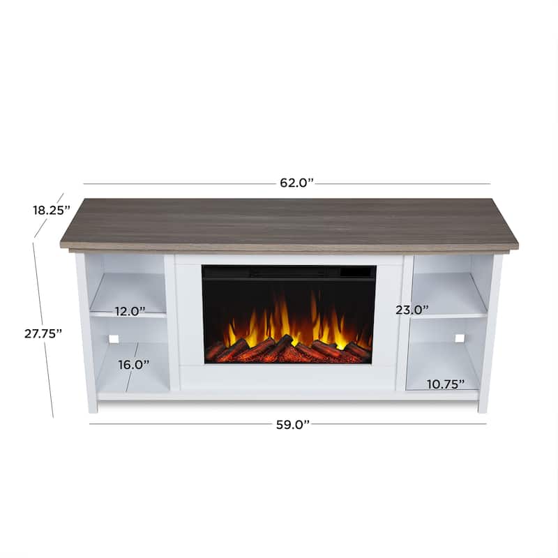 Tramore 62" Slim Electric Fireplace TV Stand in White by Real Flame