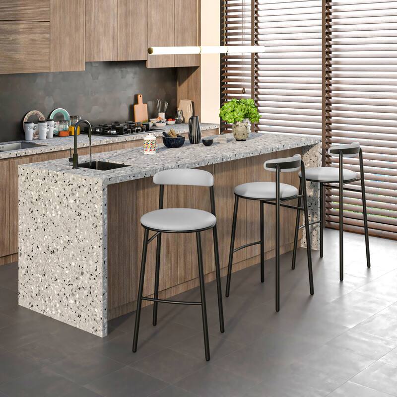 Polyster Bar Stool in Black Stainless Steel Lume Series by LeisureMod