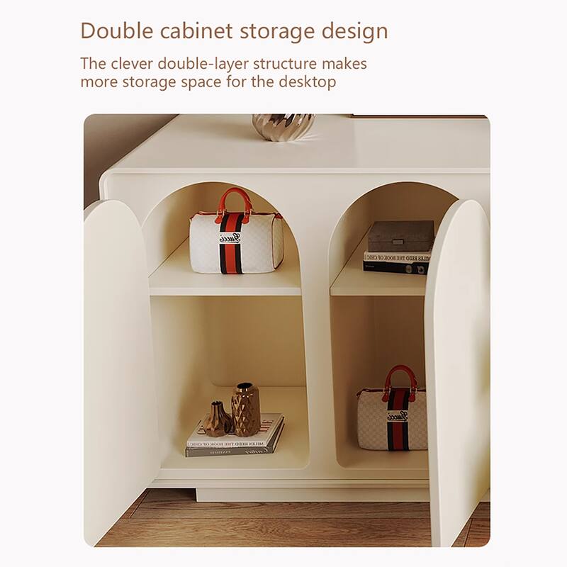 55.1'' Modern L-Shaped Makeup Vanity, Bedroom Desk - 55